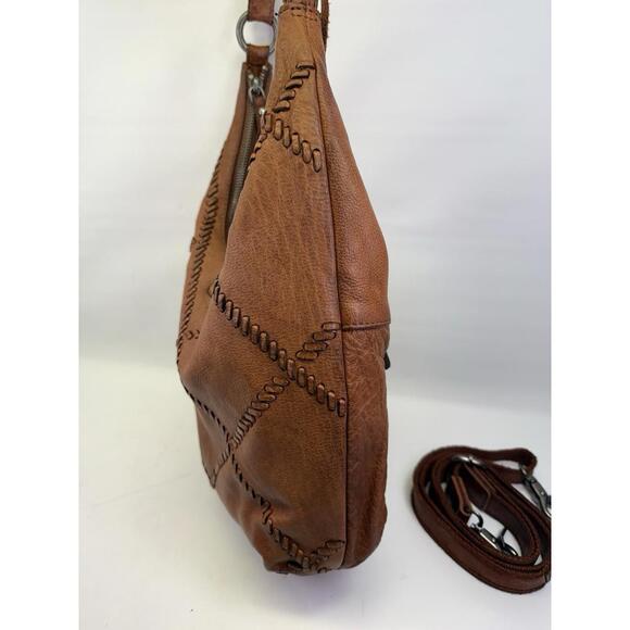 Spikes & Sparrow Brown Leather Hobo Bag Whipstitch Crossbody Handbag Slouchy - Picture 8 of 9